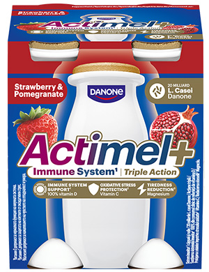Actimel Jahoda - Granátové jablko - vitamín C, D a horčík (4x100g)